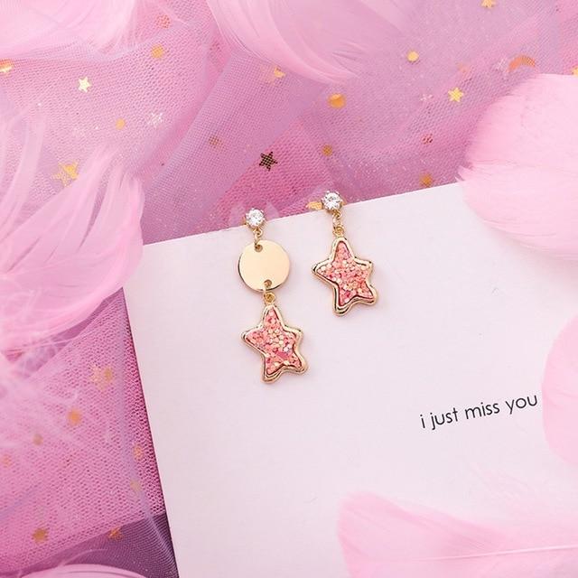 2019 Pink Earrings Korean Flower Sweet Geometric Earring Simulated Pearl pendientes mujer For Women Tassel Ear Jewelry brincos