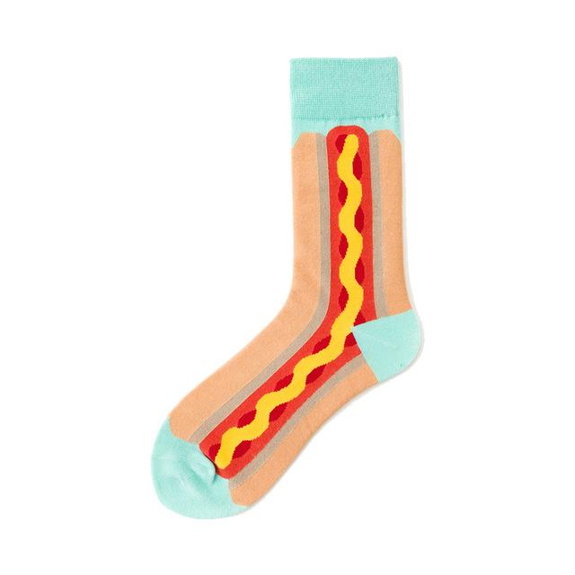 Novelty Happy Funny Men Graphic Socks Combed Cotton Omelette Frog Crazy Burger Salmon Corn Avocado Bird Fish Sock Christmas Gift