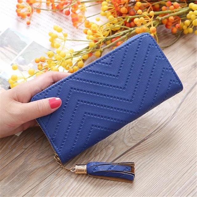 Long Women's Wallet Female Purses Tassel Coin Purse Card Holder Wallets Female Pu Leather Clutch Money Bag Pu Leather Wallet