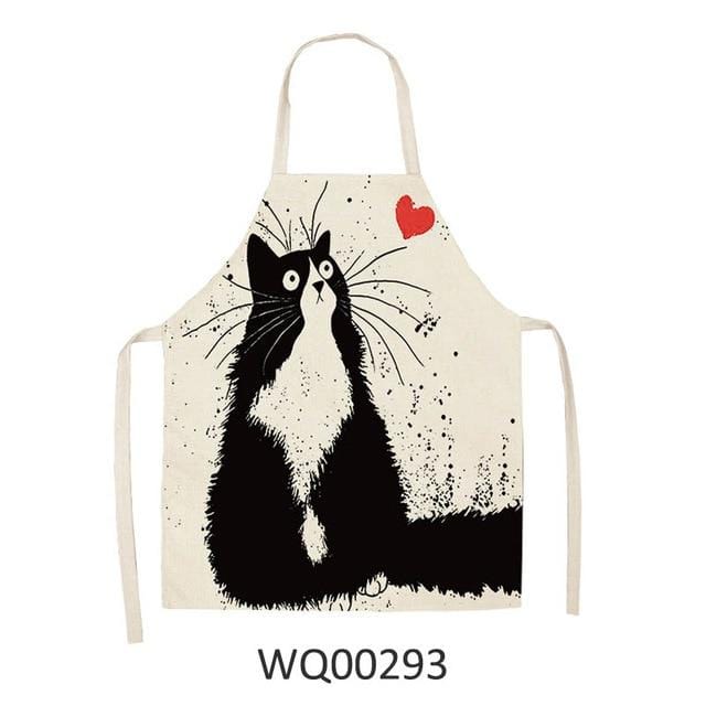 Cute cartoon cat print kitchen apron waterproof apron cotton linen easy to clean home tools 12 styles to choose from-Apron-Ultrabasic