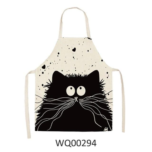 Cute cartoon cat print kitchen apron waterproof apron cotton linen easy to clean home tools 12 styles to choose from-Apron-Ultrabasic