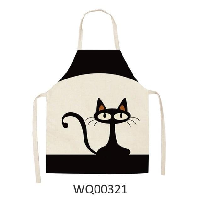 Cute cartoon cat print kitchen apron waterproof apron cotton linen easy to clean home tools 12 styles to choose from-Apron-Ultrabasic