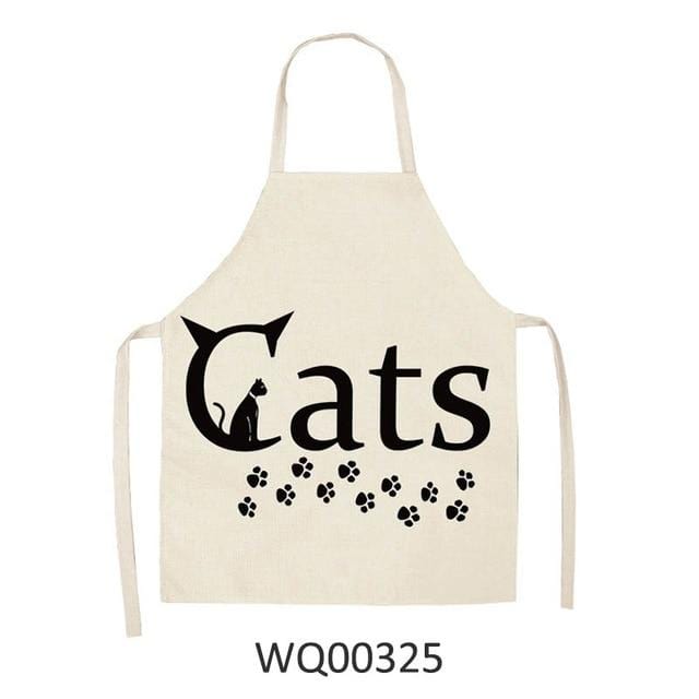 Cute cartoon cat print kitchen apron waterproof apron cotton linen easy to clean home tools 12 styles to choose from-Apron-Ultrabasic