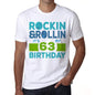 Rockin&rollin 63 White Mens Short Sleeve Round Neck T-Shirt 00339 - White / S - Casual