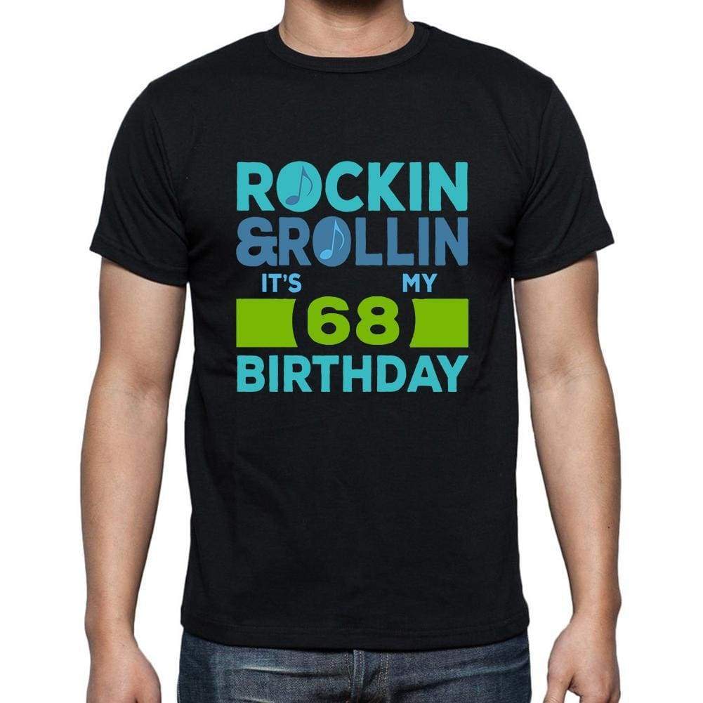 Rockin&rollin 68 Black Mens Short Sleeve Round Neck T-Shirt Gift T-Shirt 00340 - Black / S - Casual