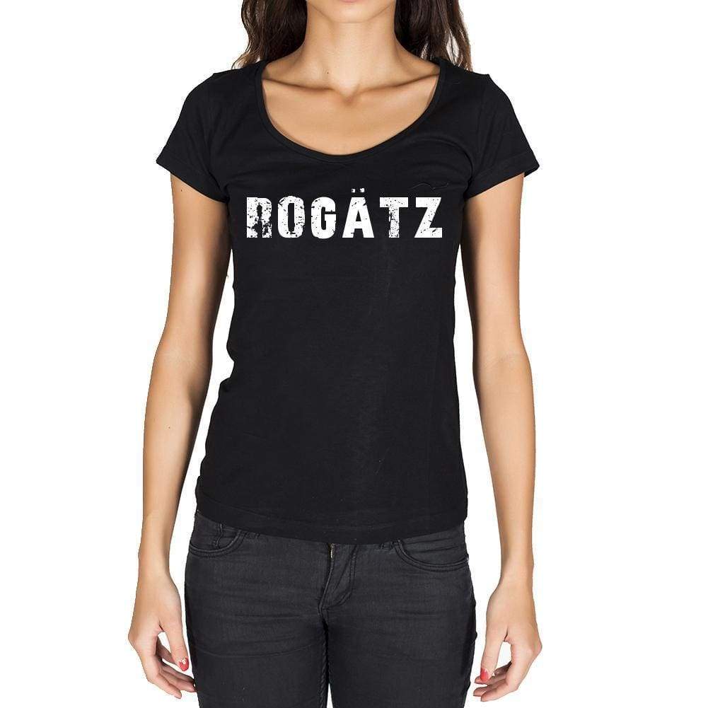 Rogätz German Cities Black Womens Short Sleeve Round Neck T-Shirt 00002 - Casual