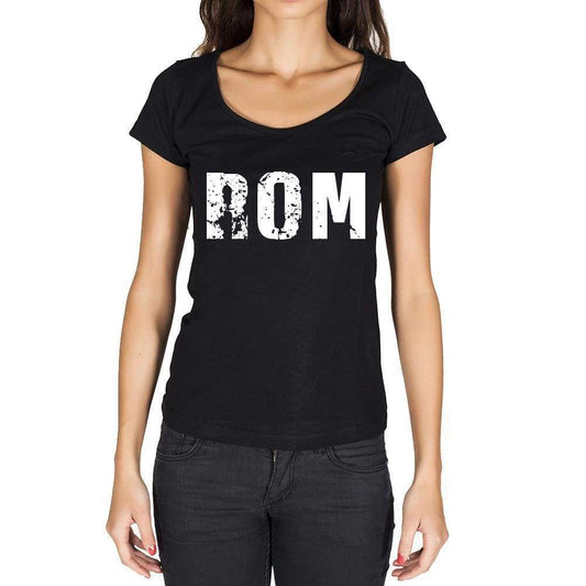 Rom German Cities Black Womens Short Sleeve Round Neck T-Shirt 00002 - Casual