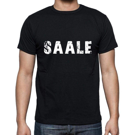 Saale Mens Short Sleeve Round Neck T-Shirt 5 Letters Black Word 00006 - Casual