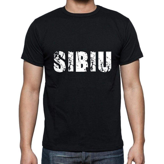 Sibiu Mens Short Sleeve Round Neck T-Shirt 5 Letters Black Word 00006 - Casual