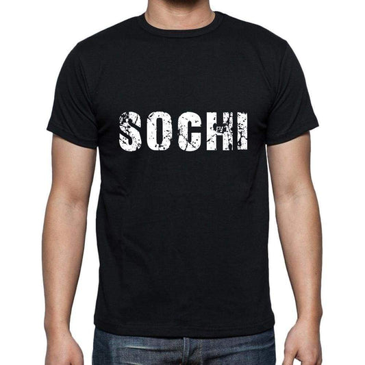 Sochi Mens Short Sleeve Round Neck T-Shirt 5 Letters Black Word 00006 - Casual