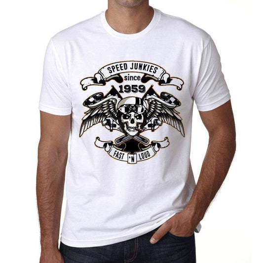 Speed Junkies Since 1959 Mens T-Shirt White Birthday Gift 00461 - White / Xs - Casual