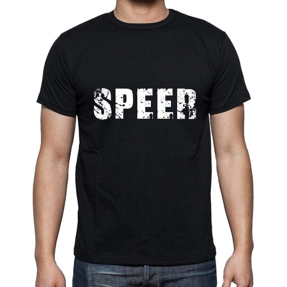 speer Men's Short Sleeve Round Neck T-shirt , 5 letters Black , word 00006 - Ultrabasic