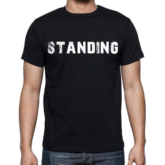 Standing Mens Short Sleeve Round Neck T-Shirt Black T-Shirt En