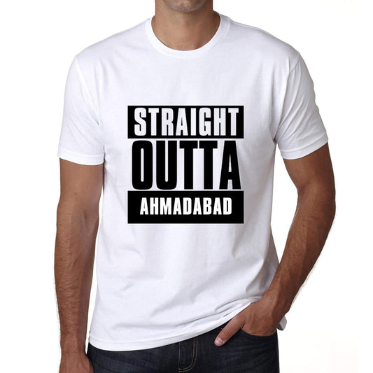Straight Outta Ahmadabad Mens Short Sleeve Round Neck T-Shirt 00027 - White / S - Casual