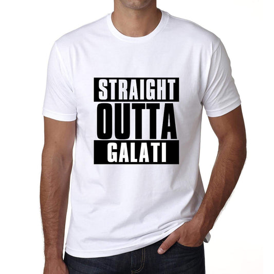 Straight Outta Galati Mens Short Sleeve Round Neck T-Shirt 00027 - White / S - Casual