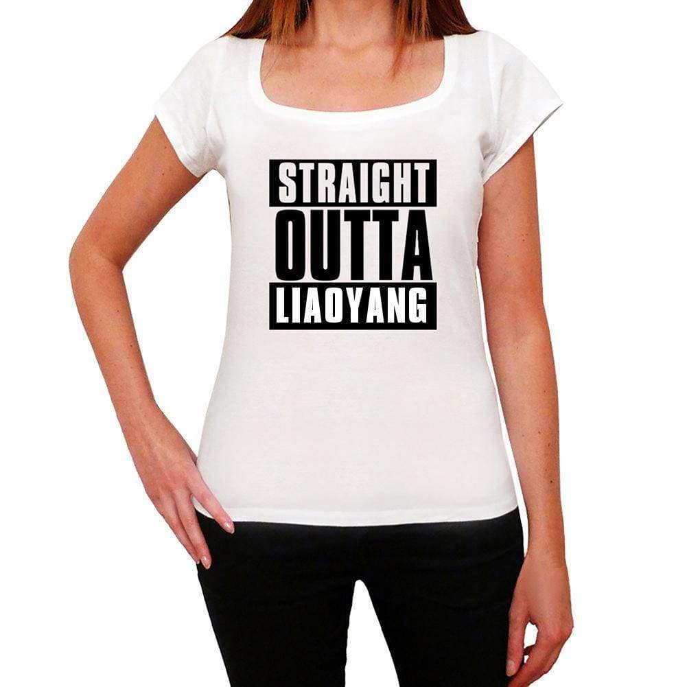 Straight Outta Liaoyang Womens Short Sleeve Round Neck T-Shirt 00026 - White / Xs - Casual