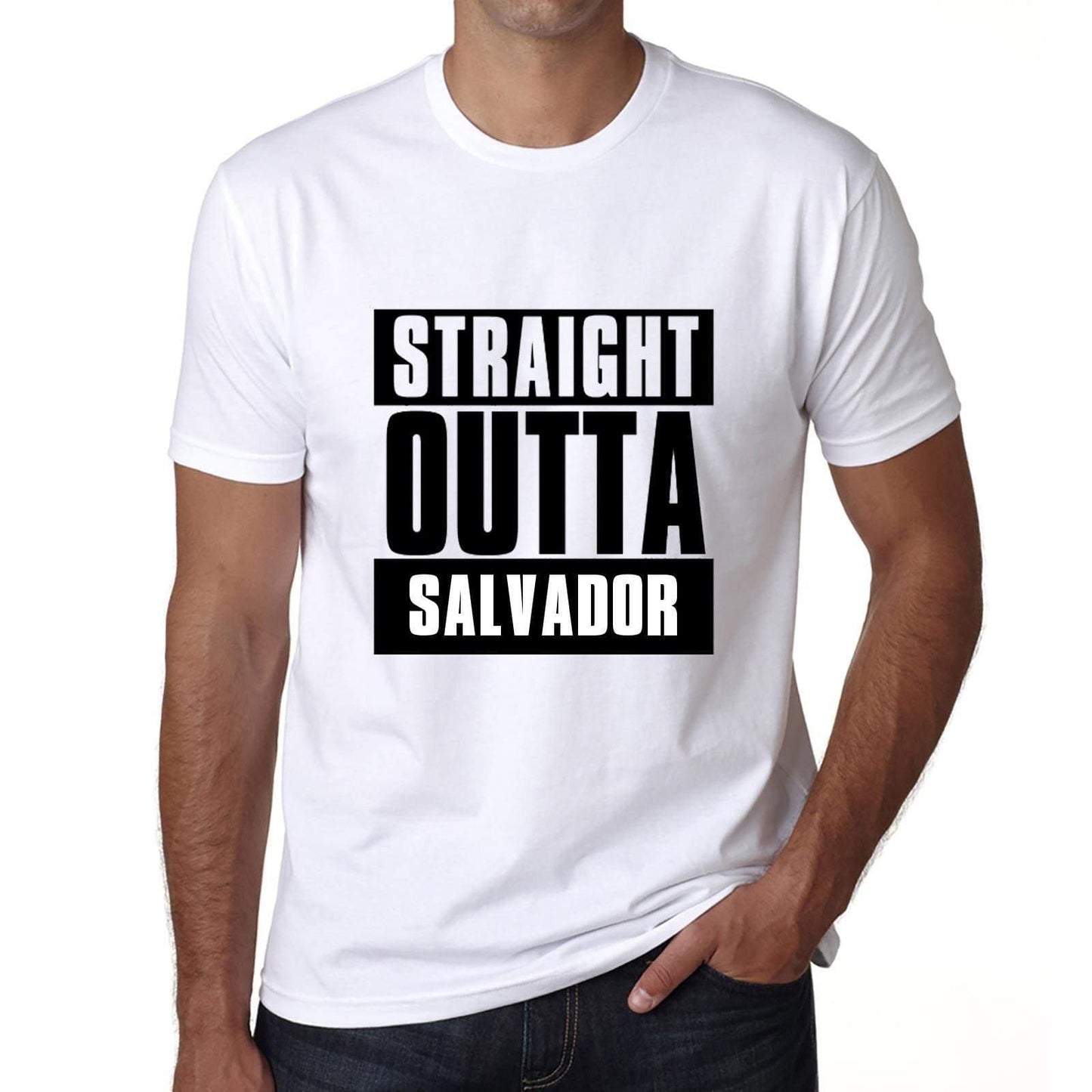 Straight Outta Salvador Mens Short Sleeve Round Neck T-Shirt 00027 - White / S - Casual