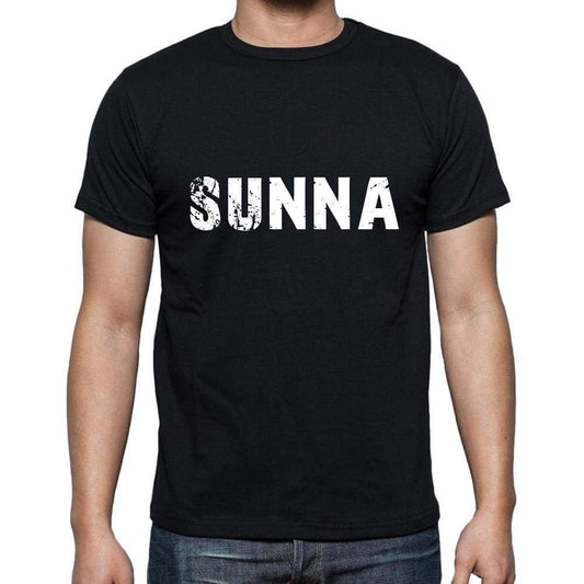 Sunna Mens Short Sleeve Round Neck T-Shirt 5 Letters Black Word 00006 - Casual