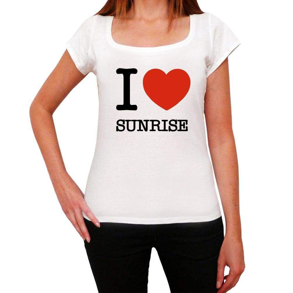 Sunrise I Love Citys White Womens Short Sleeve Round Neck T-Shirt 00012 - White / Xs - Casual