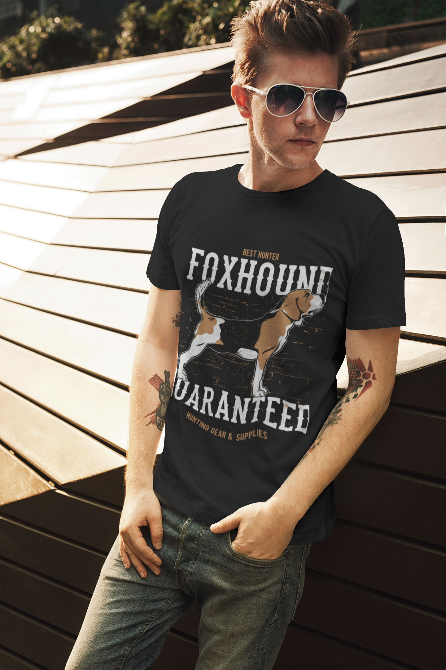 ULTRABASIC Men's Graphic T-Shirt Best Hunter Foxhound - Cute Dog Shirt for Men