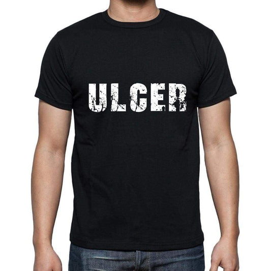 Ulcer Mens Short Sleeve Round Neck T-Shirt 5 Letters Black Word 00006 - Casual