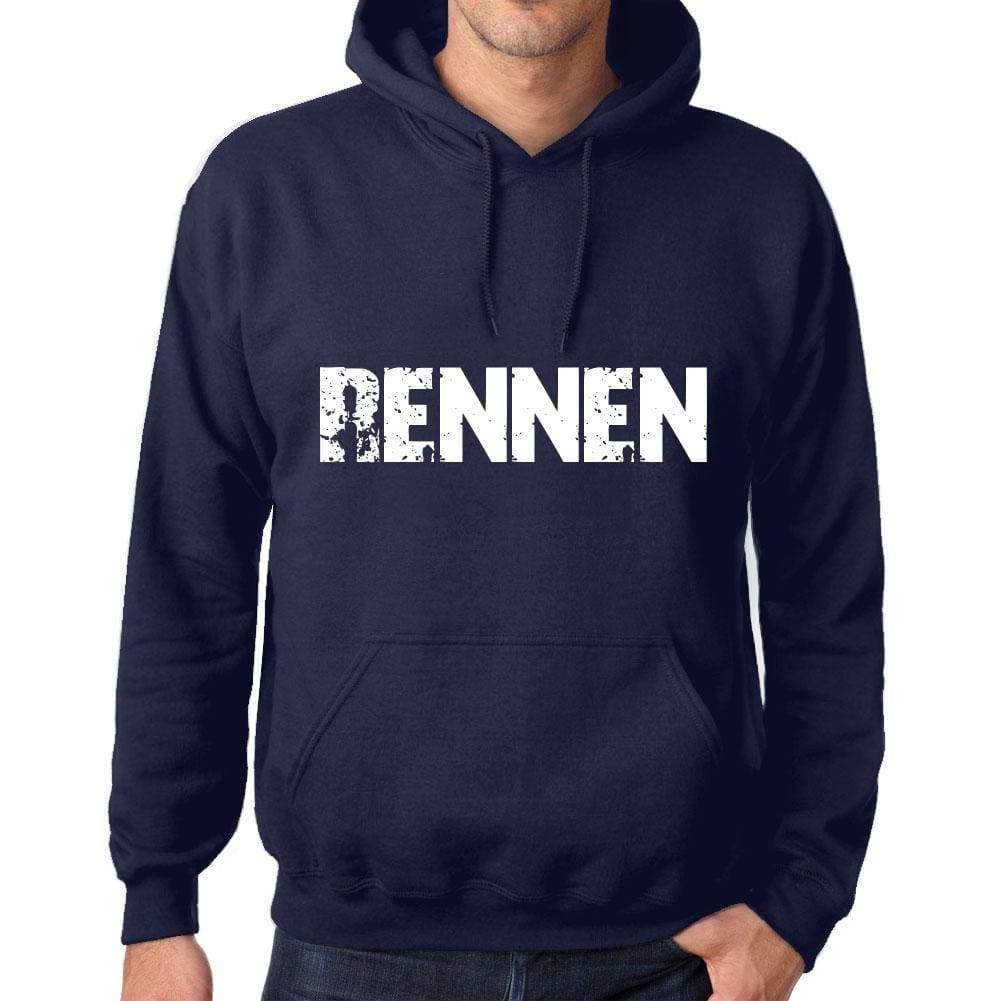 Unisex Printed Graphic Cotton Hoodie Popular Words Rennen French Navy - French Navy / Xs / Cotton - Hoodies