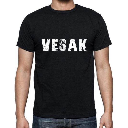 Vesak Mens Short Sleeve Round Neck T-Shirt 5 Letters Black Word 00006 - Casual