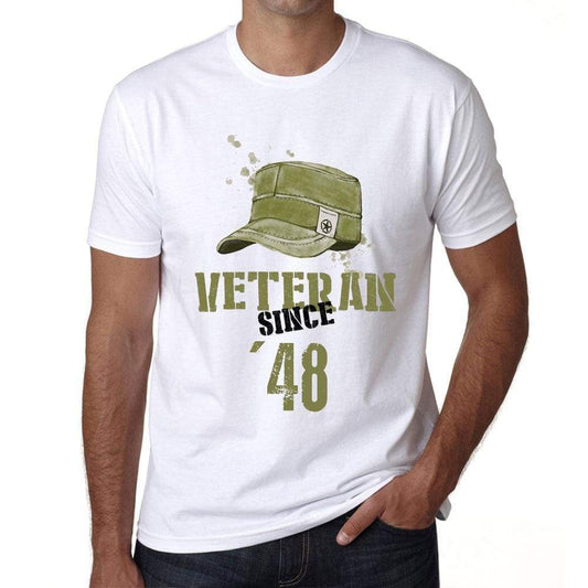 Veteran Since 48 Mens T-Shirt White Birthday Gift 00436 - White / Xs - Casual