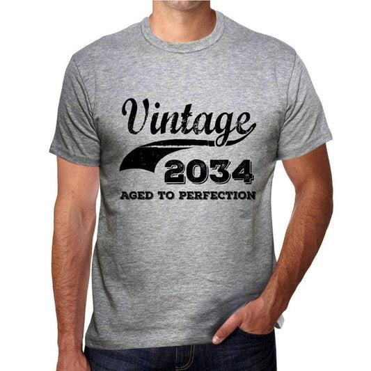 Vintage Aged To Perfection 2034 Grey Mens Short Sleeve Round Neck T-Shirt Gift T-Shirt 00346 - Grey / S - Casual