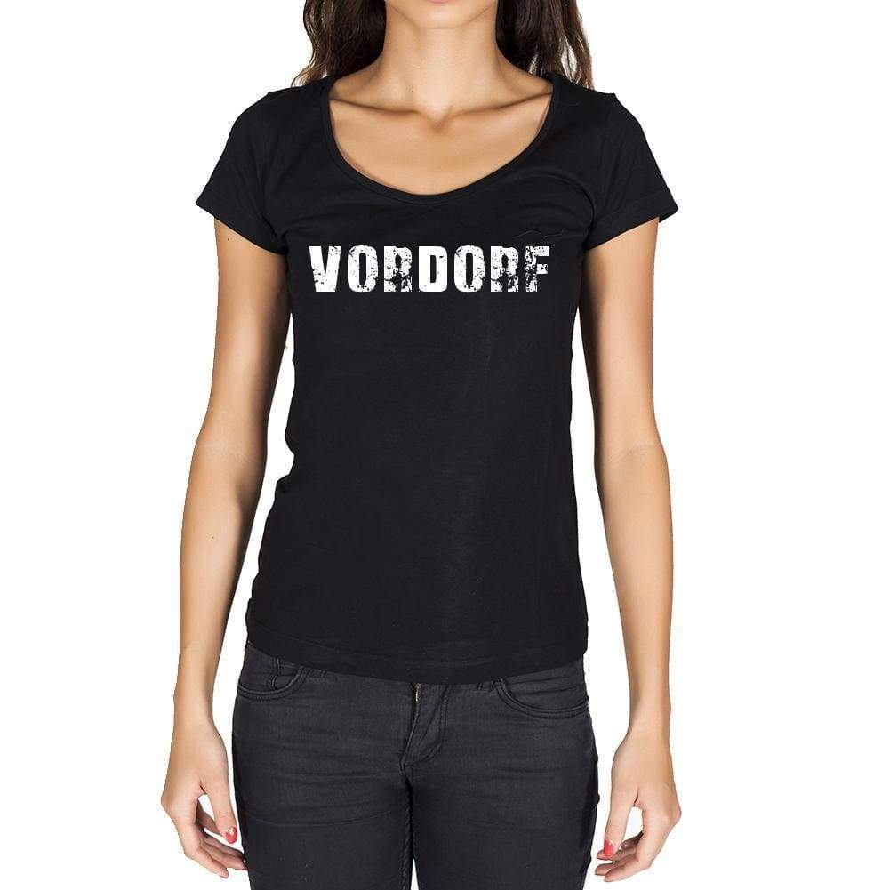 Vordorf German Cities Black Womens Short Sleeve Round Neck T-Shirt 00002 - Casual