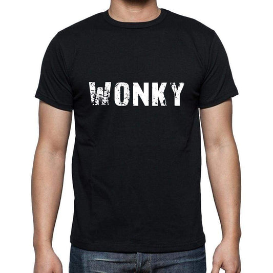 Wonky Mens Short Sleeve Round Neck T-Shirt 5 Letters Black Word 00006 - Casual