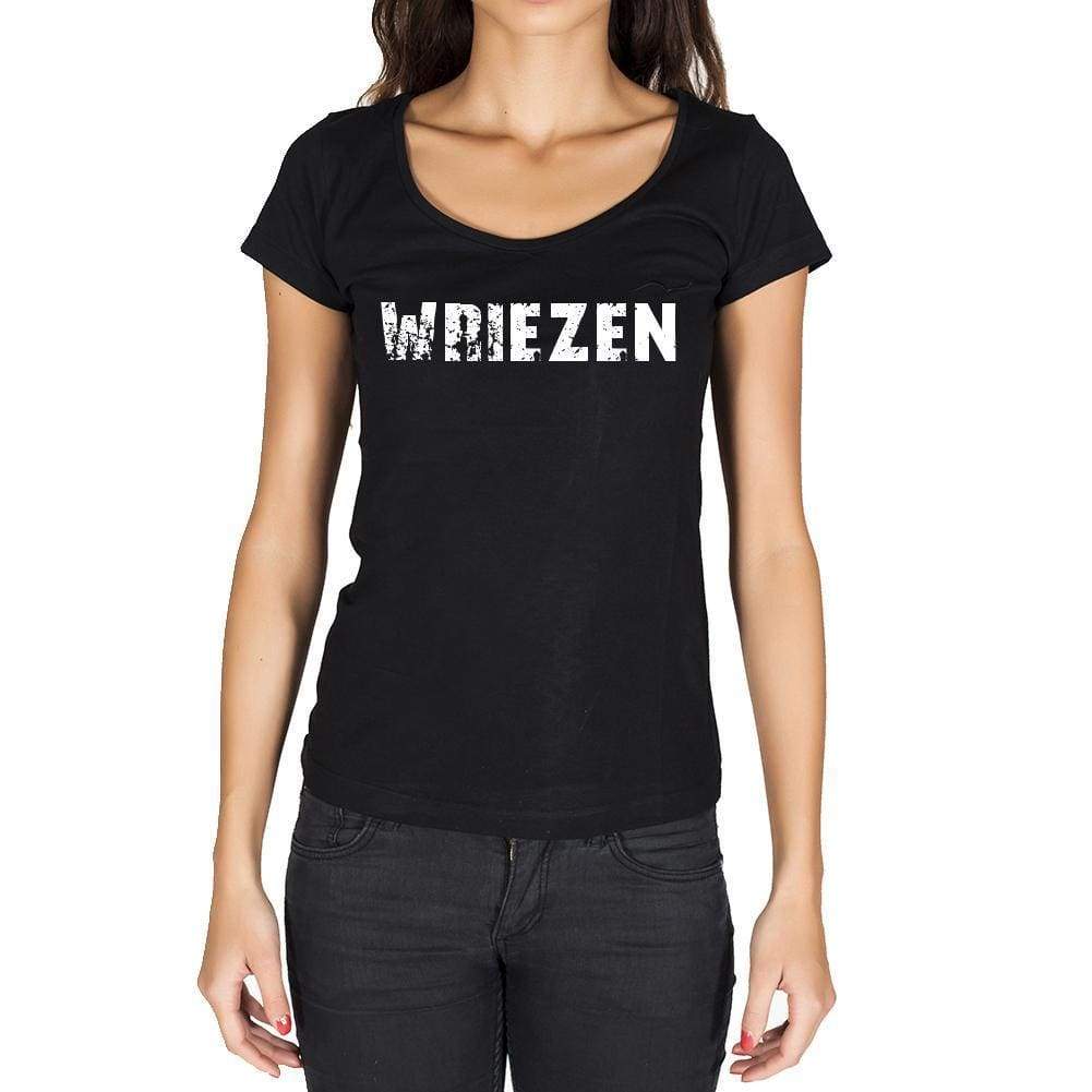 Wriezen German Cities Black Womens Short Sleeve Round Neck T-Shirt 00002 - Casual