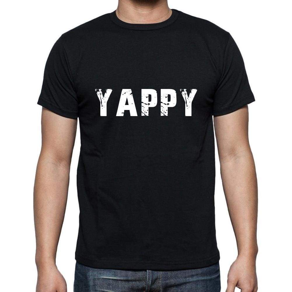 Yappy Mens Short Sleeve Round Neck T-Shirt 5 Letters Black Word 00006 - Casual